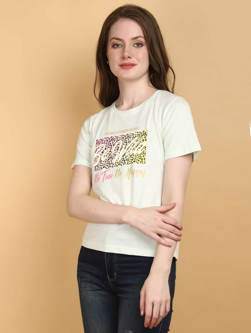 white cotton chest print t-shirt - 20962360 -  Standard Image - 2