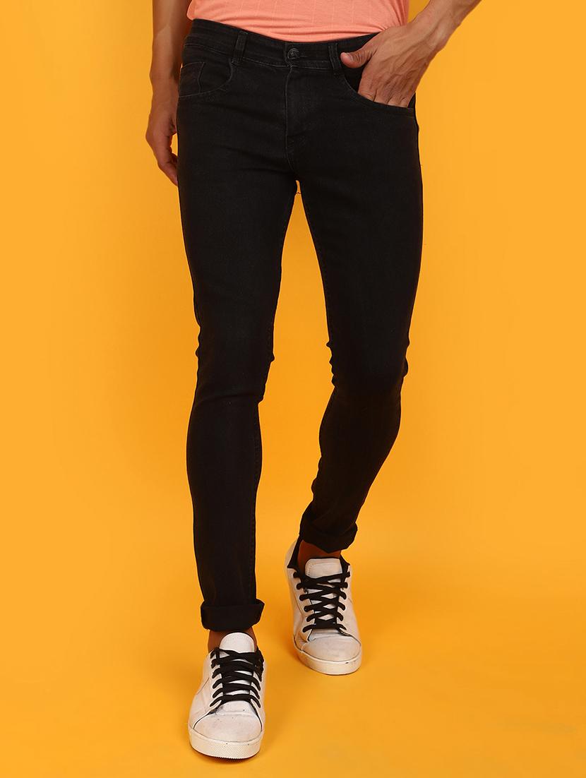 men mid rise plain denim jeans