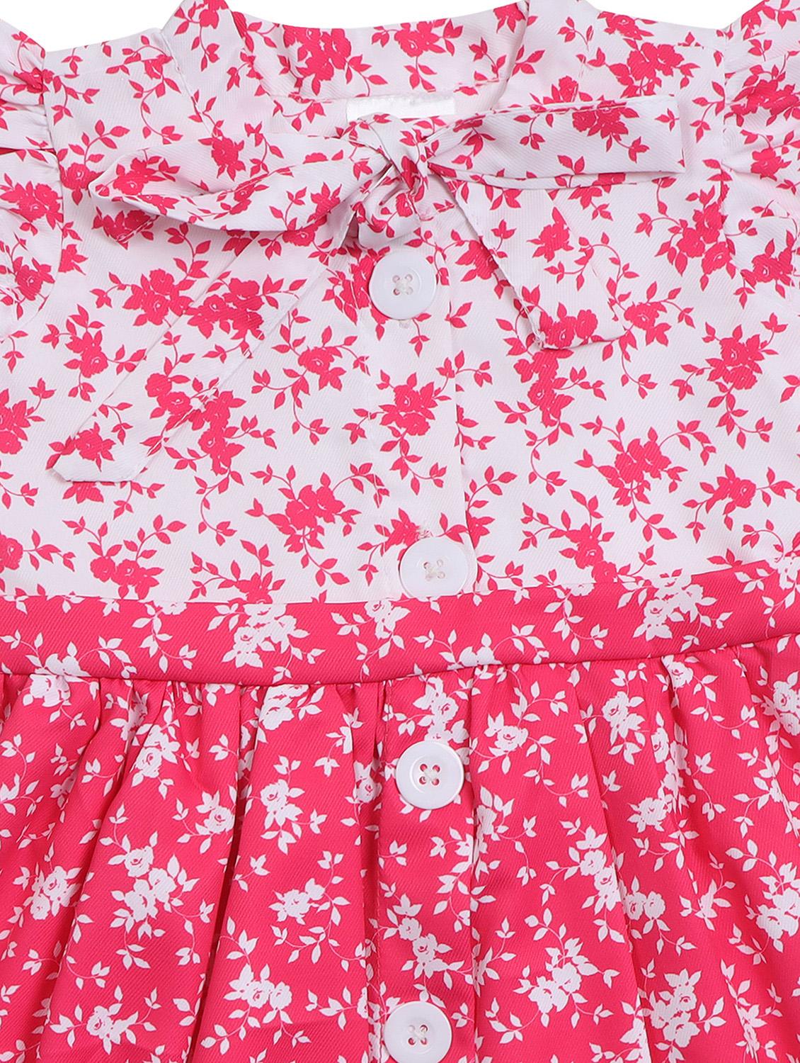 pink floral printed tie up neck detailed frock - 20962476 - Standard Image - 2