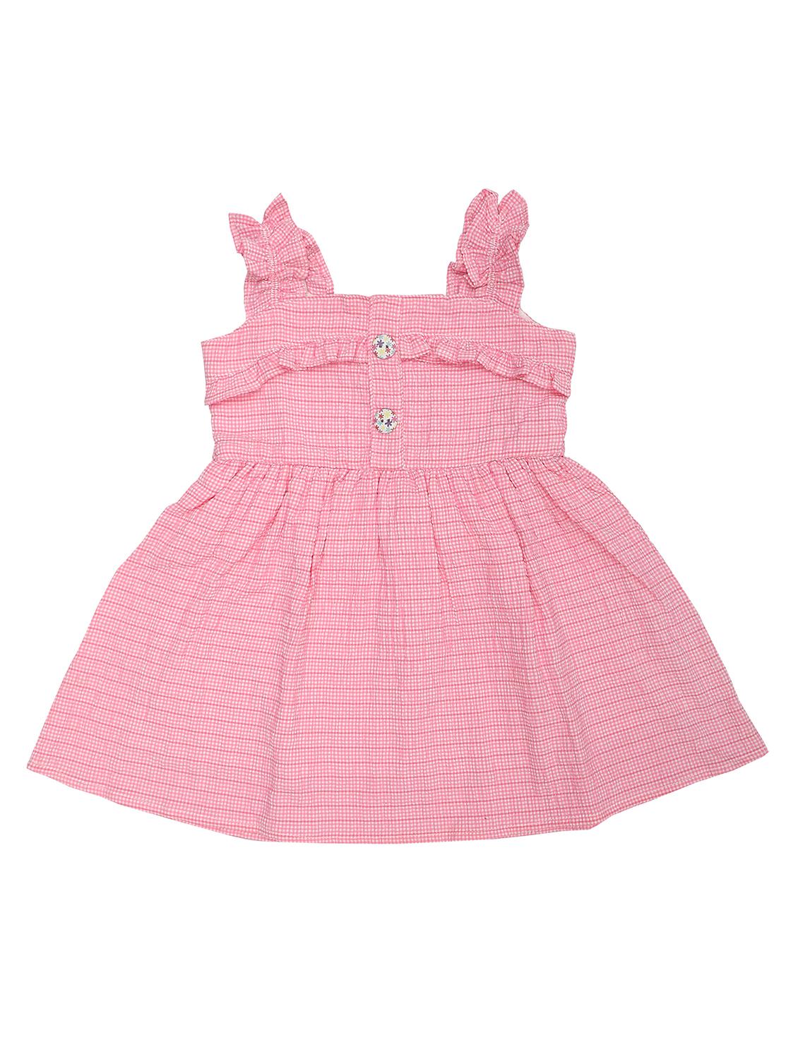 pink checked printed detailed cotton frock - 20962478 - Zoom Image - 0