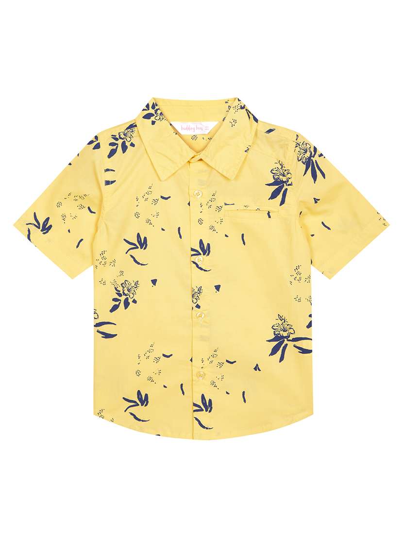 yellow printed detailed regular shirt