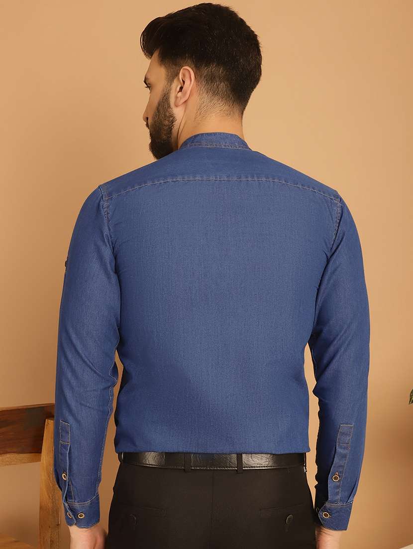 men mandarin collar long sleeve formal shirt - 20962574 - Standard Image - 2