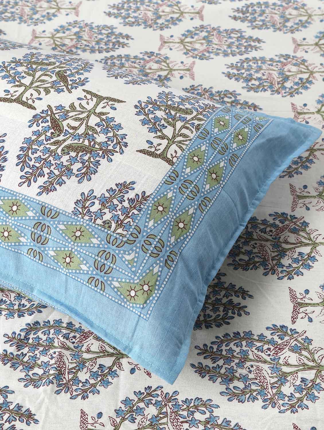 texstylers cotton bird print jaipuri 90 x100 inches double bedsheet with 2 pillow covers - 20962778 - Standard Image - 2