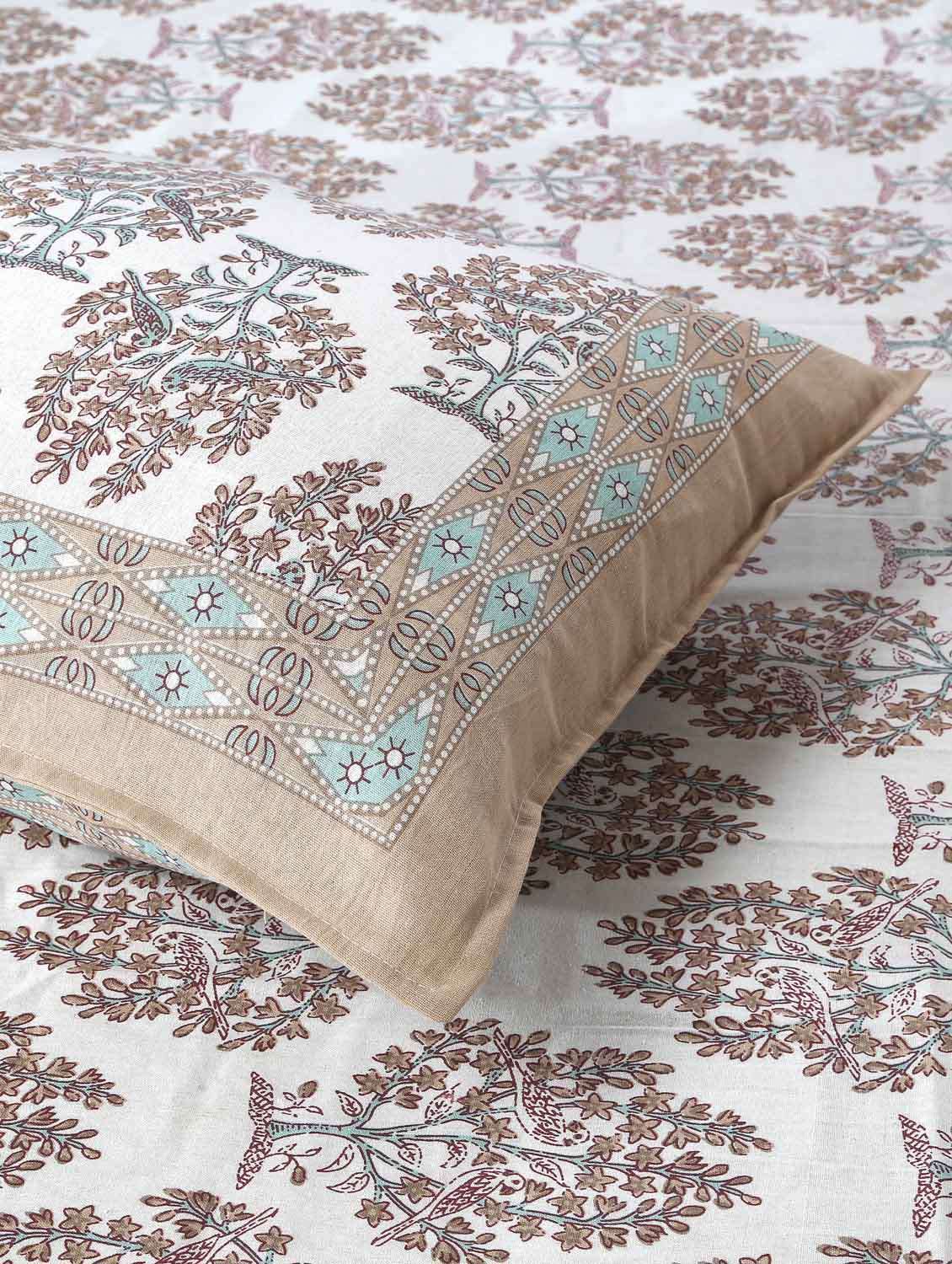 texstylers cotton bird print jaipuri 90 x100 inches double bedsheet with 2 pillow covers - 20962779 -  Standard Image - 2