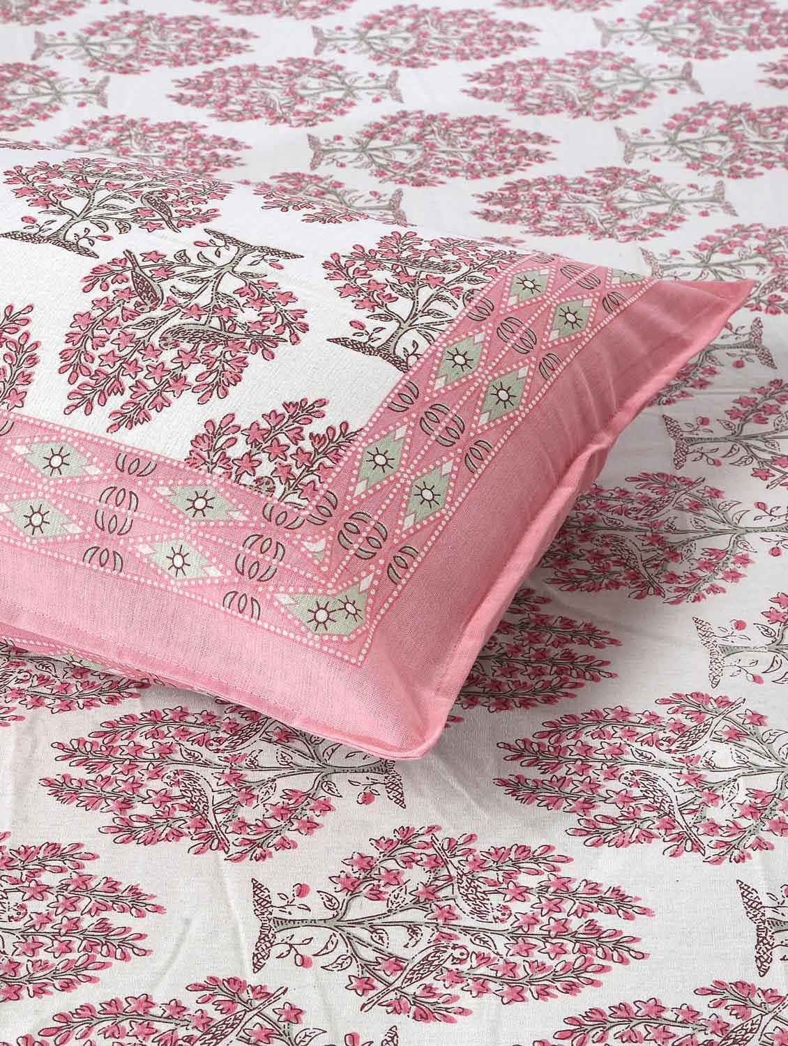 texstylers cotton floral print jaipuri 90 x100 inches queen size bedsheet with 2 pillow covers - 20962786 - Standard Image - 2