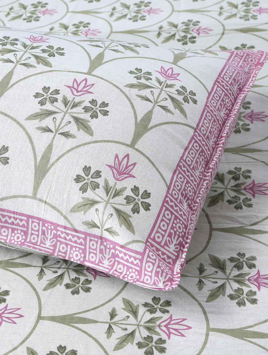 texstylers cotton floral print jaipuri 90 x100 inches queen size bedsheet with 2 pillow covers - 20962787 - Standard Image - 2