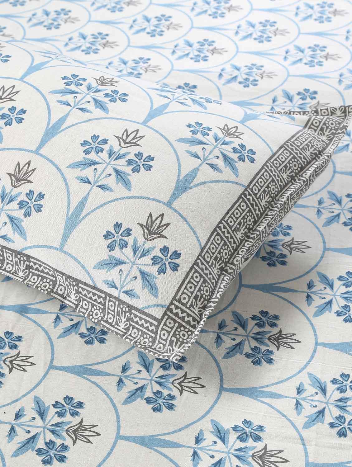 texstylers cotton floral print jaipuri 90 x100 inches queen size bedsheet with 2 pillow covers - 20962788 - Standard Image - 2