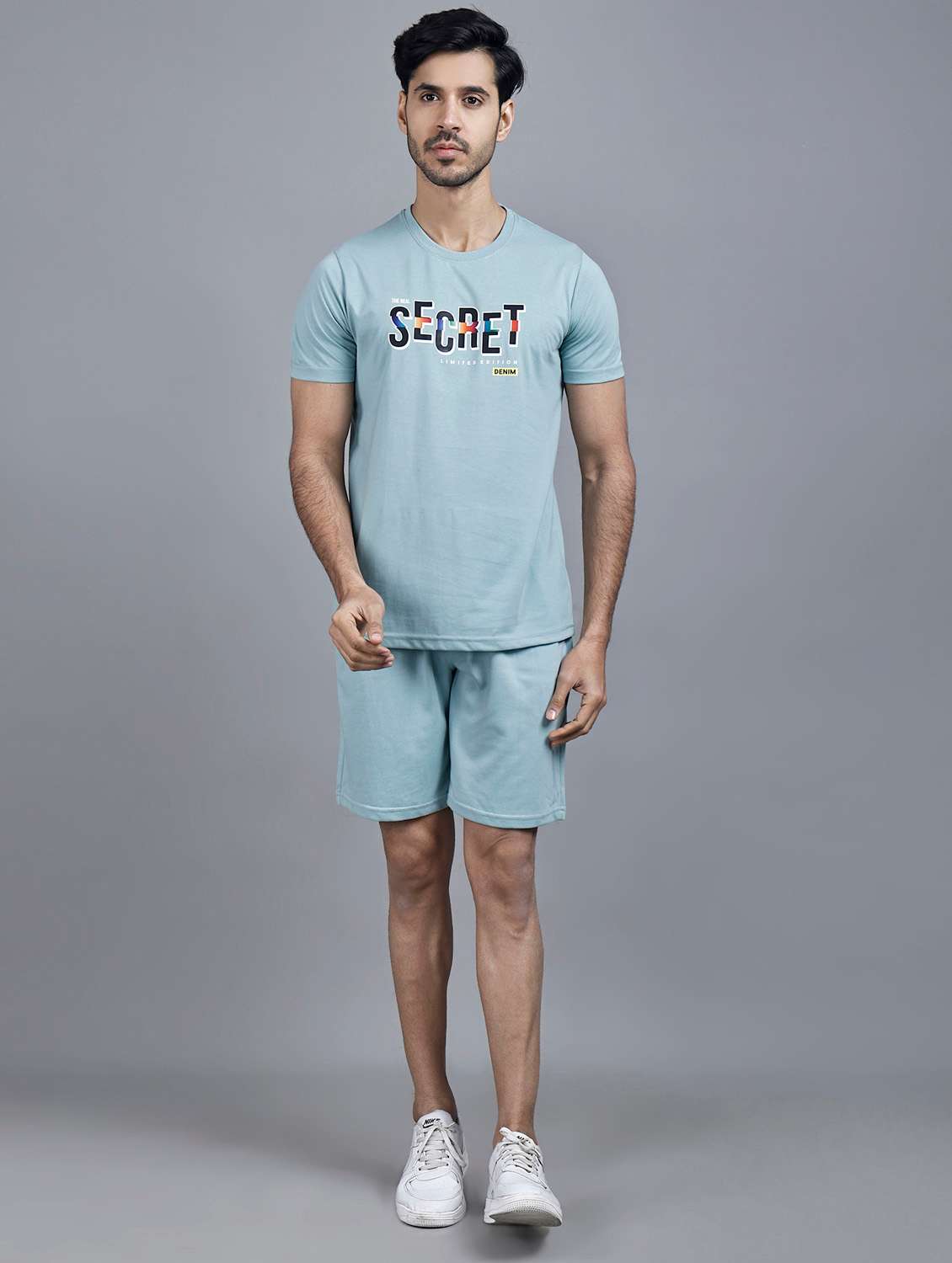 purist blue printed t-shirt & shorts set
