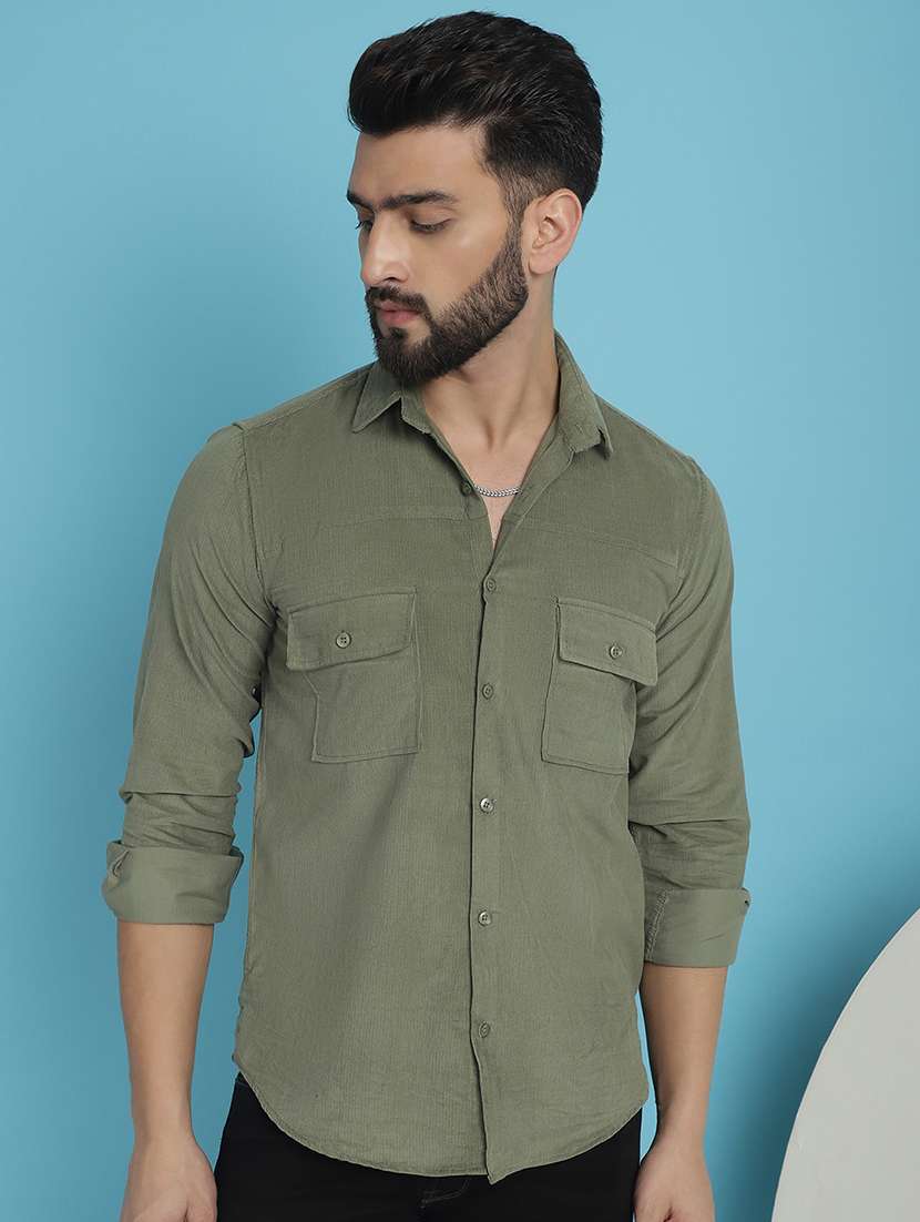 men collared long sleeve casual shirt