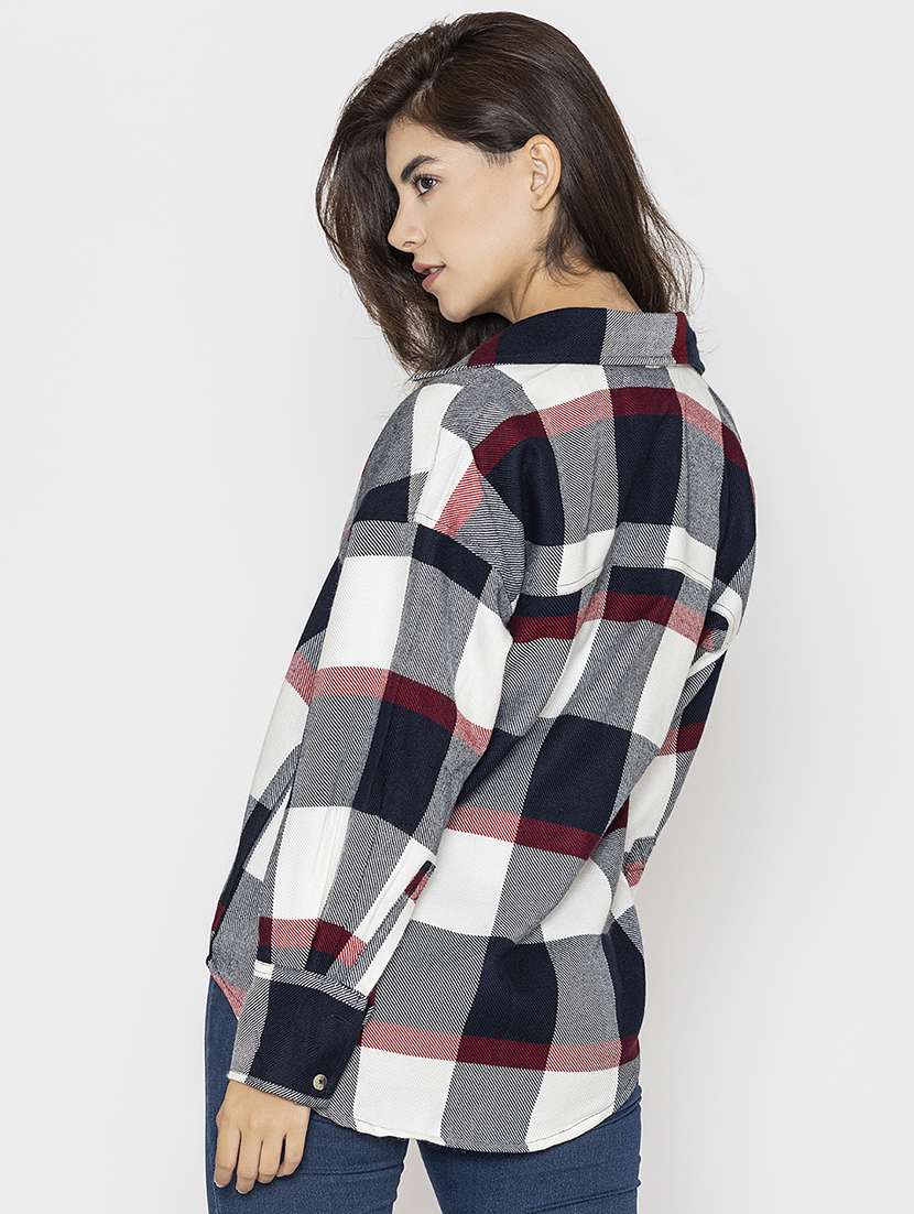 multi coloured checked printed oversized shirt - 20963024 - Standard Image - 2