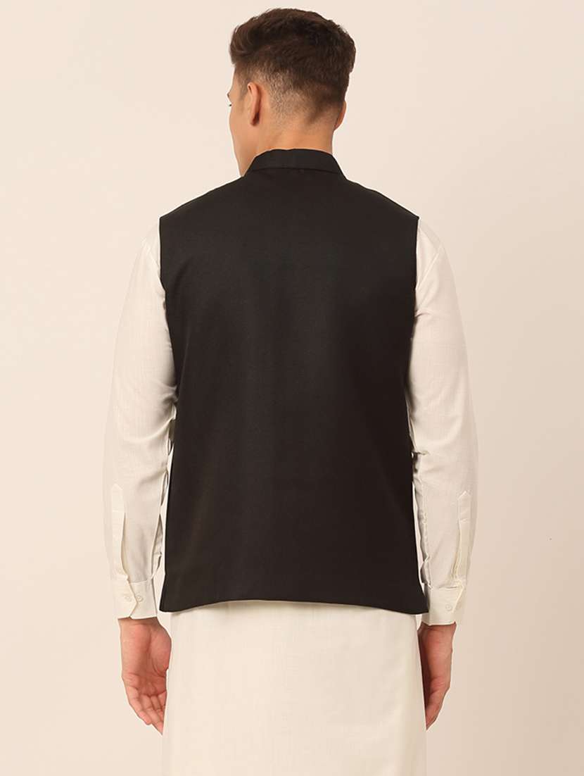men solid sleeveless regular fit nehru jacket - 20963796 -  Standard Image - 2