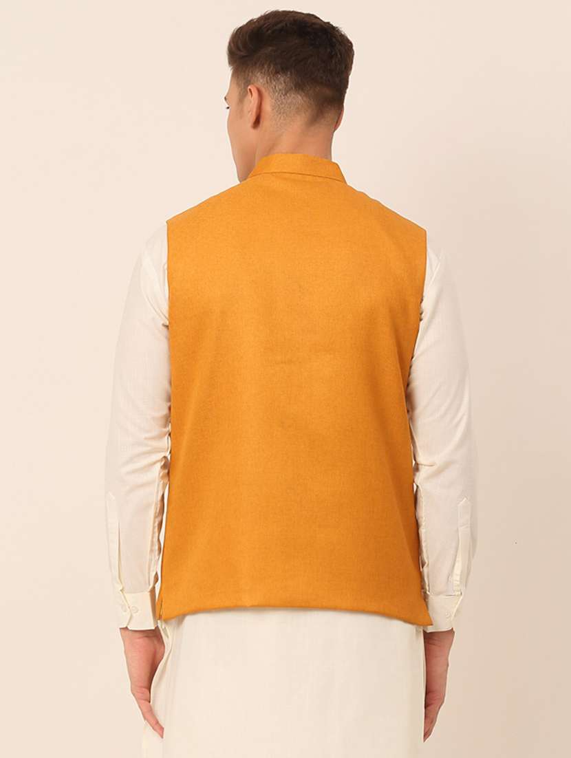 men solid sleeveless regular fit nehru jacket - 20963800 -  Standard Image - 2