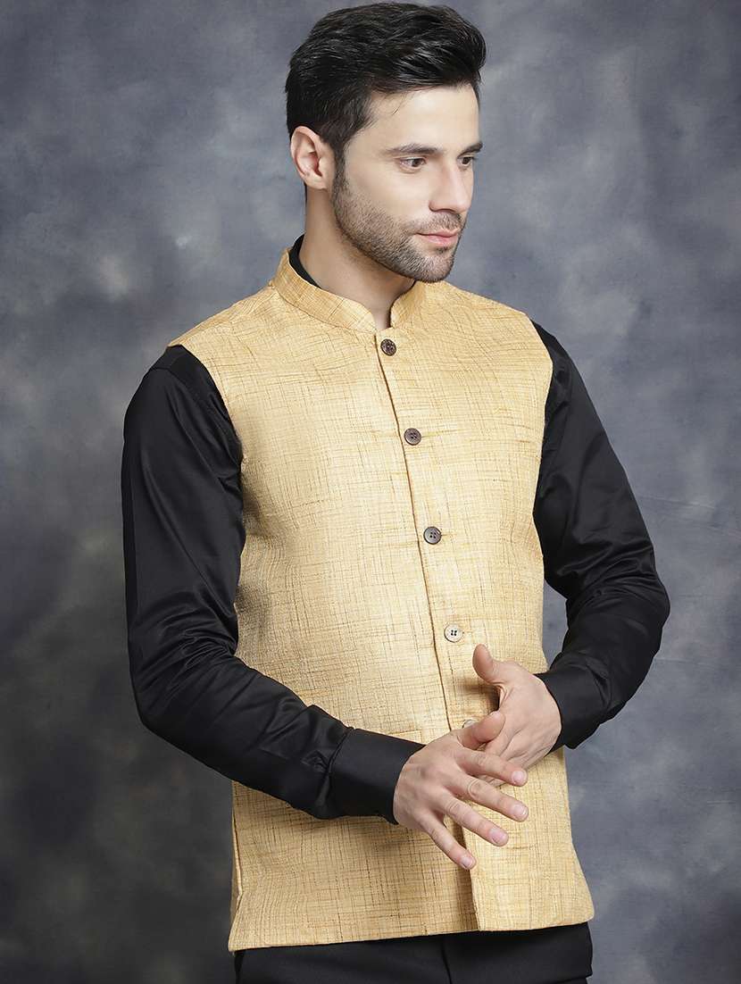 men self design mandarin neck nehru jacket - 20963827 -  Standard Image - 2