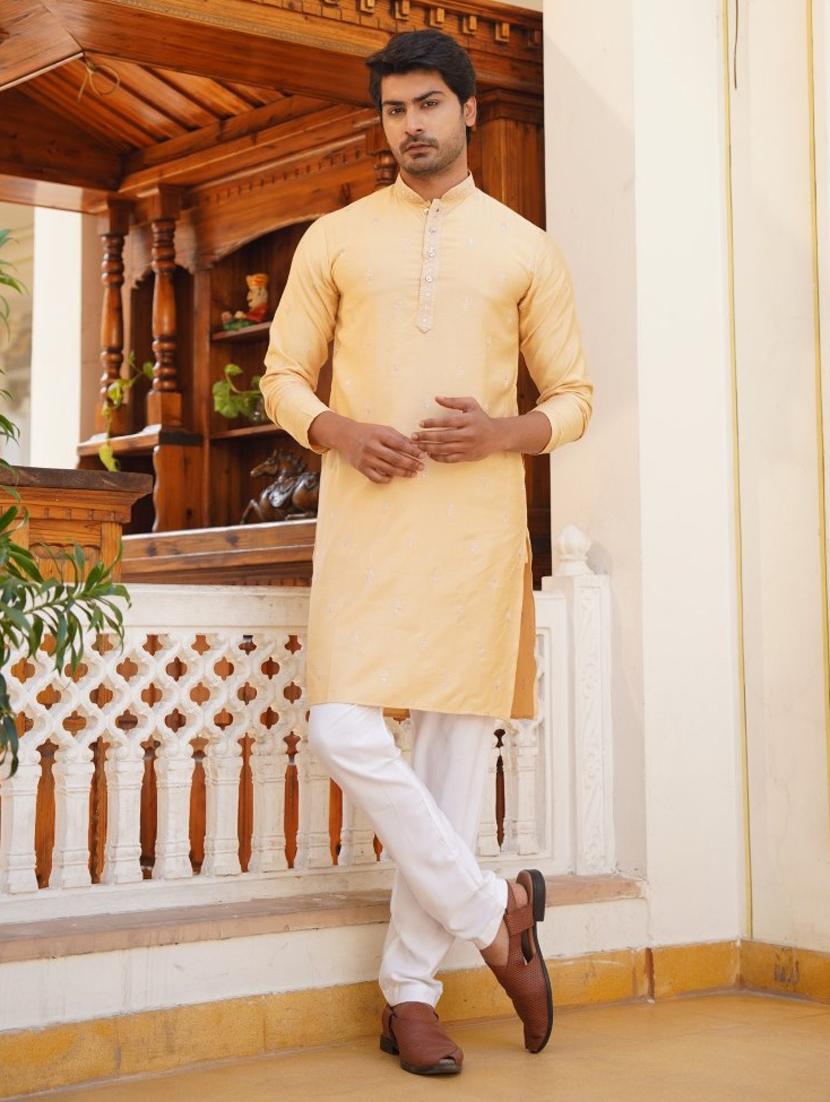 yellow embroidered detailed kurta - 20963853 - Standard Image - 2