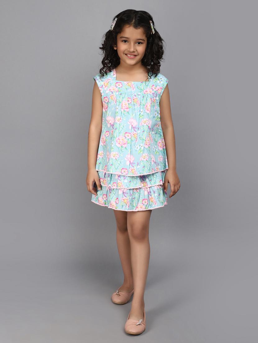 girls light blue printed frock - 20965279 - Zoom Image - 0