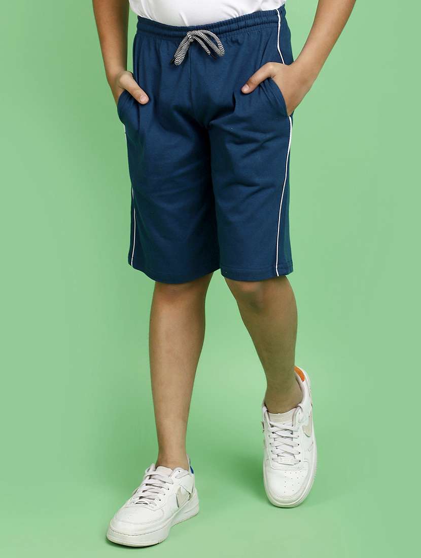 boys blue solid casual shorts