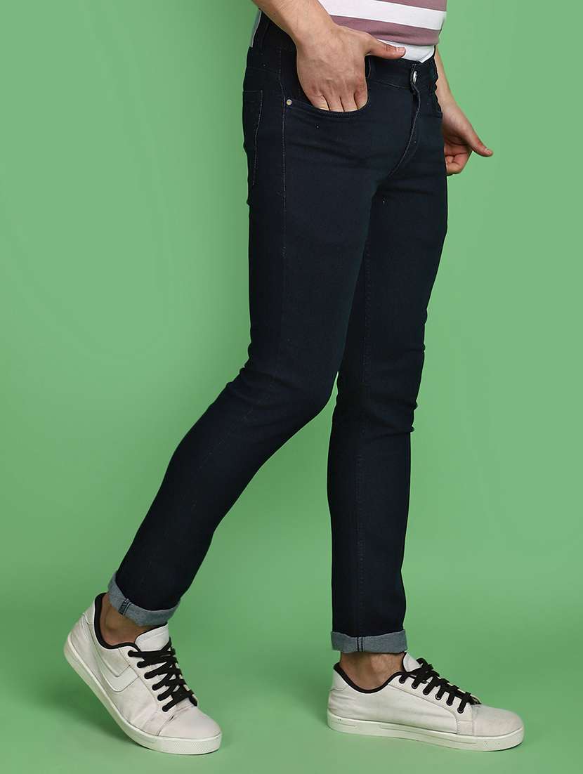 men solid navy blue skinny fit jeans - 20965364 -  Standard Image - 2