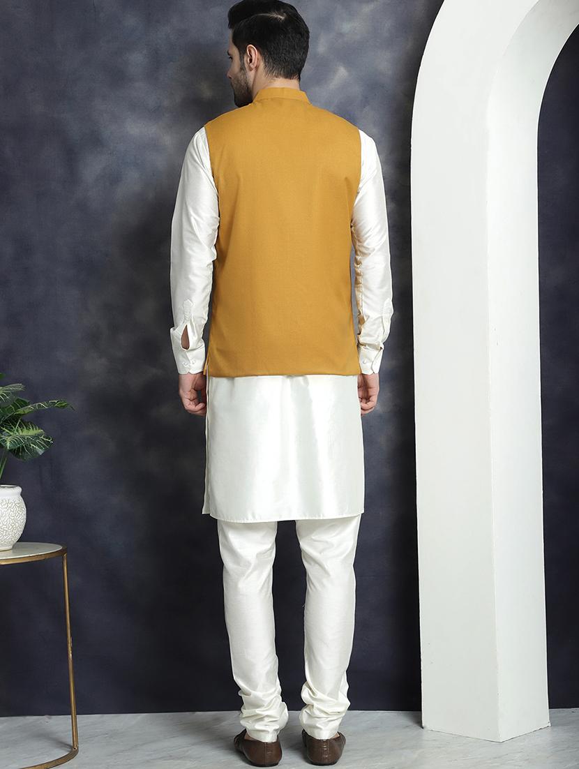 men full sleeve kurta pyjama with jacket ethnic wear set - 20965412 - Standard Image - 2