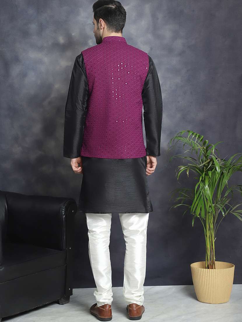 men embroidered kurta pyjama with jacket - 20965421 - Standard Image - 2