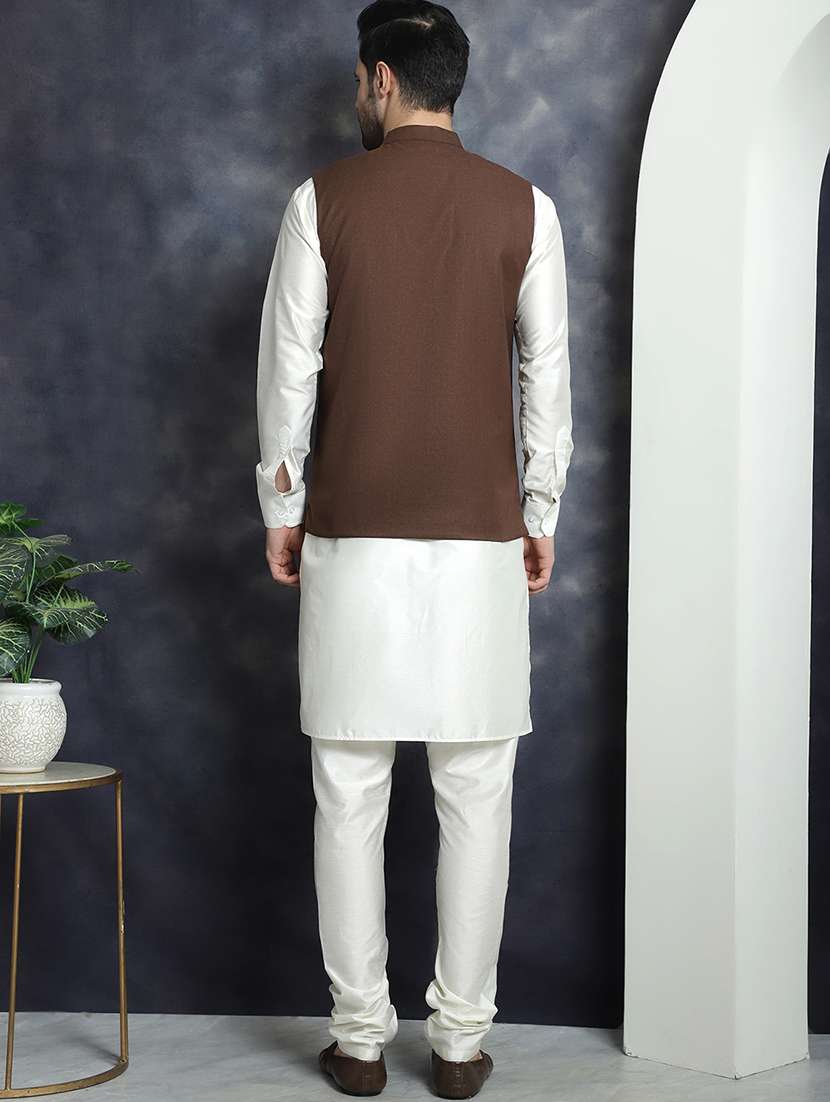 men solid kurta pyjama with jacket - 20965428 -  Standard Image - 2