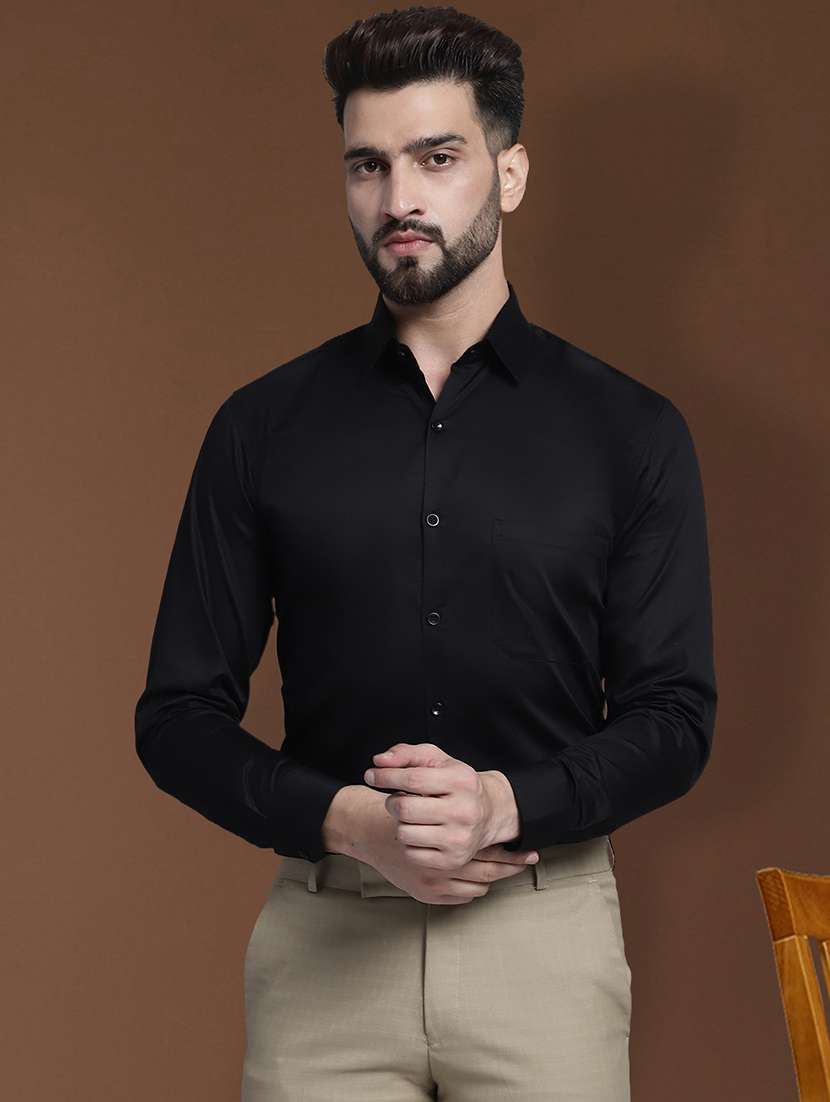 men regular fit solid formal shirt