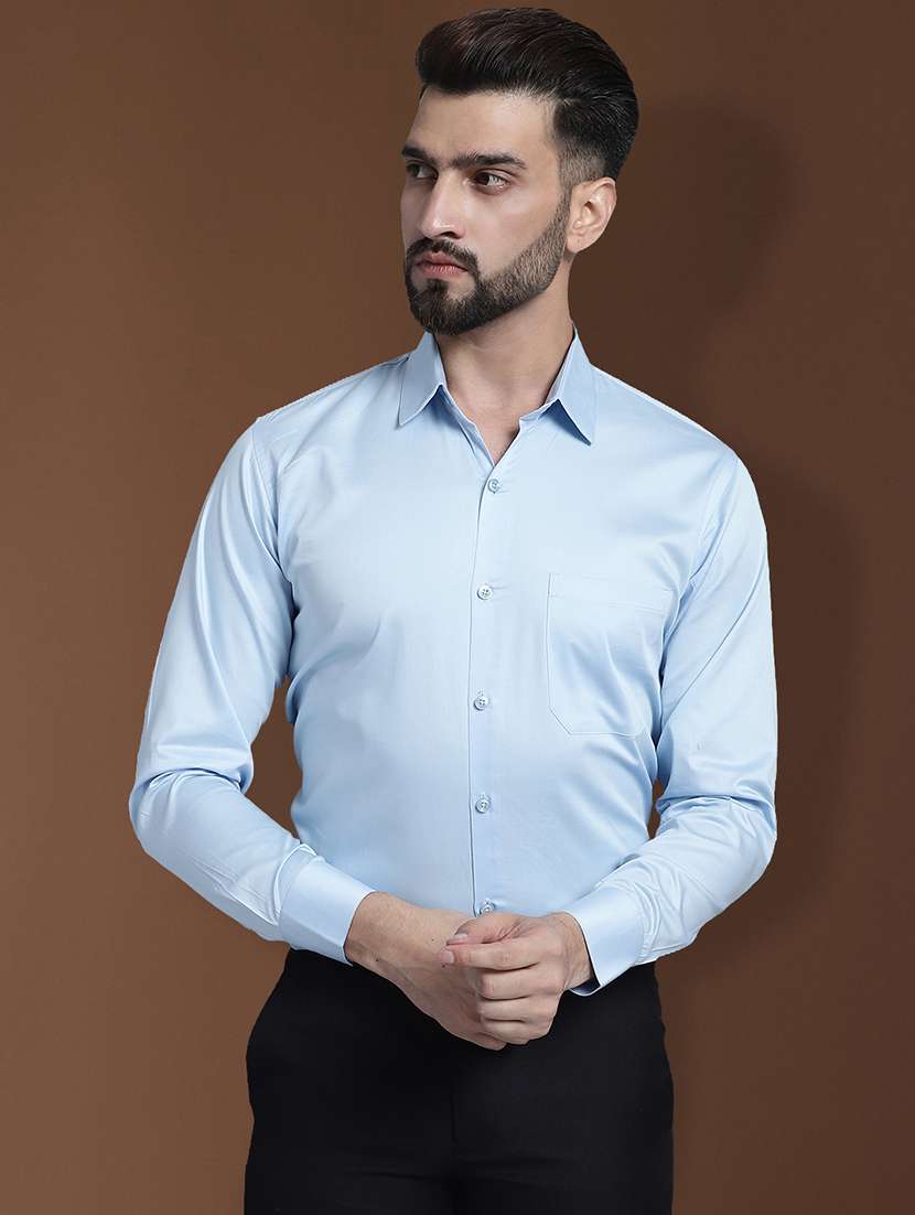 men regular fit solid formal shirt