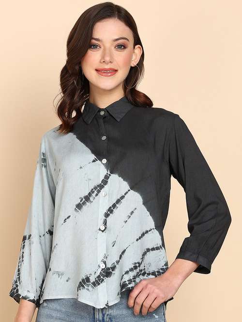 women full sleeve tie & dye regular shirt - 20965518 - Standard Image - 0