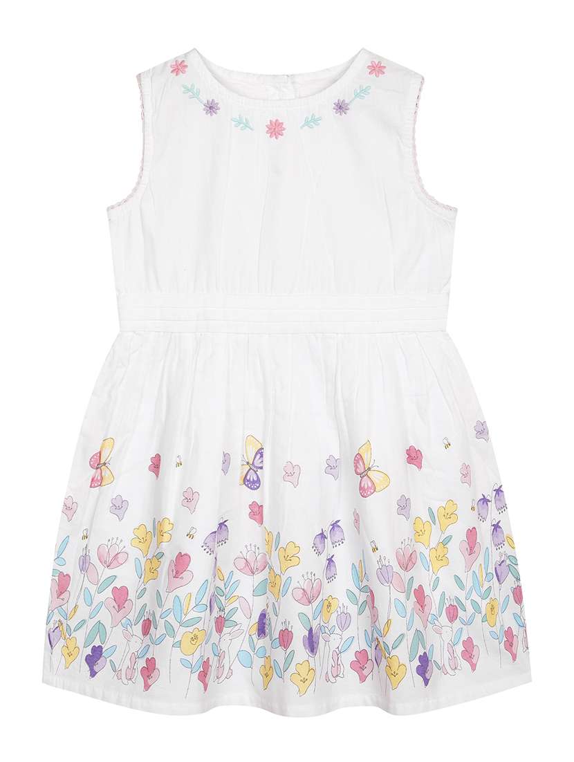 white floral printed detailed frock