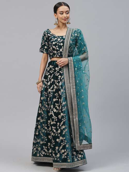 womenteal semi-stitched lehenga choli with dupatta - 20965797 -  Standard Image - 0