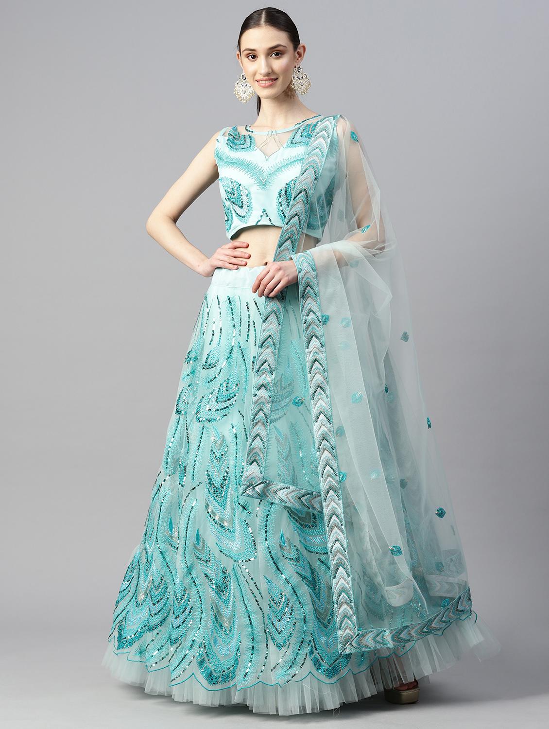 women ai aqua semi-stitched lehenga choli with dupatta - 20965811 -  Zoom Image - 0