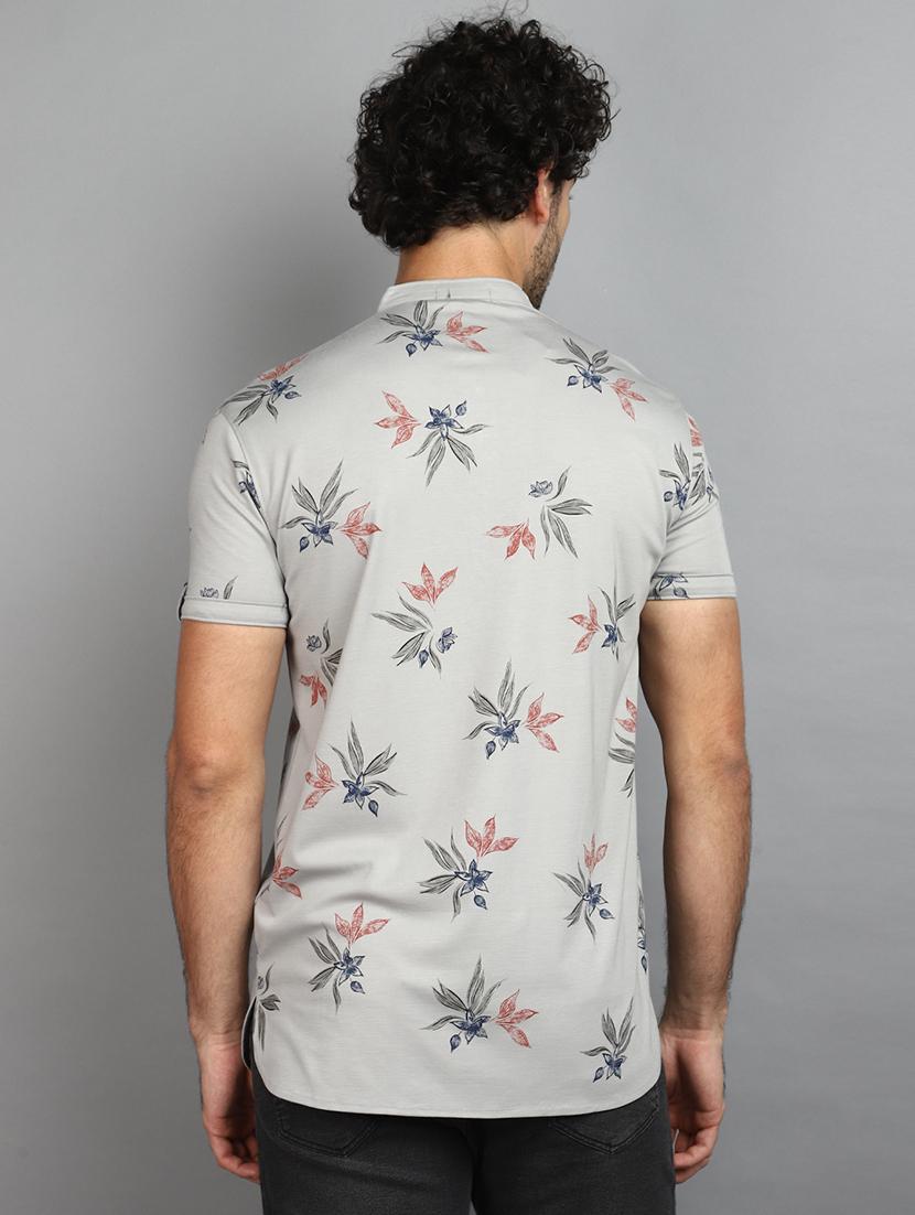 men mandarin neck printed t-shirt - 20965892 - Standard Image - 2
