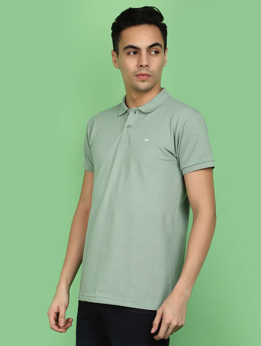 green cotton blend solid t-shirt - 20965918 -  Standard Image - 2