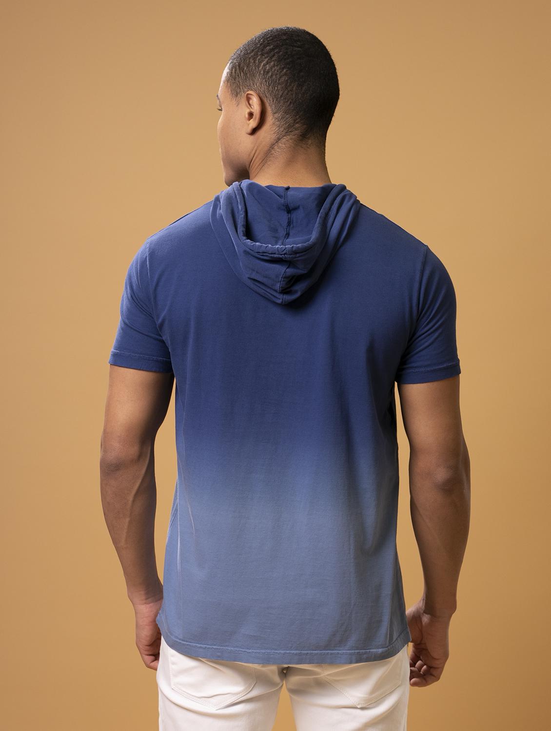 men blue slim fit typographic hood neck chest print t-shirt - 20965944 - Standard Image - 2