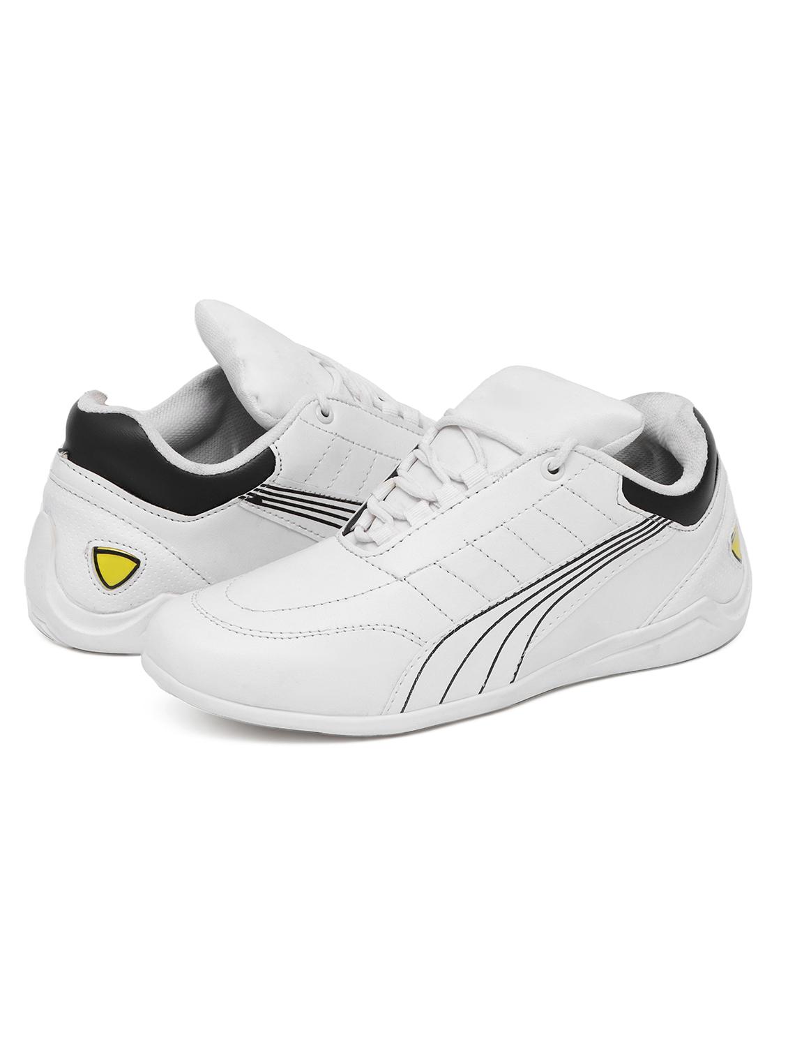 white synthetic lace up sneakers - 20966063 - Standard Image - 2