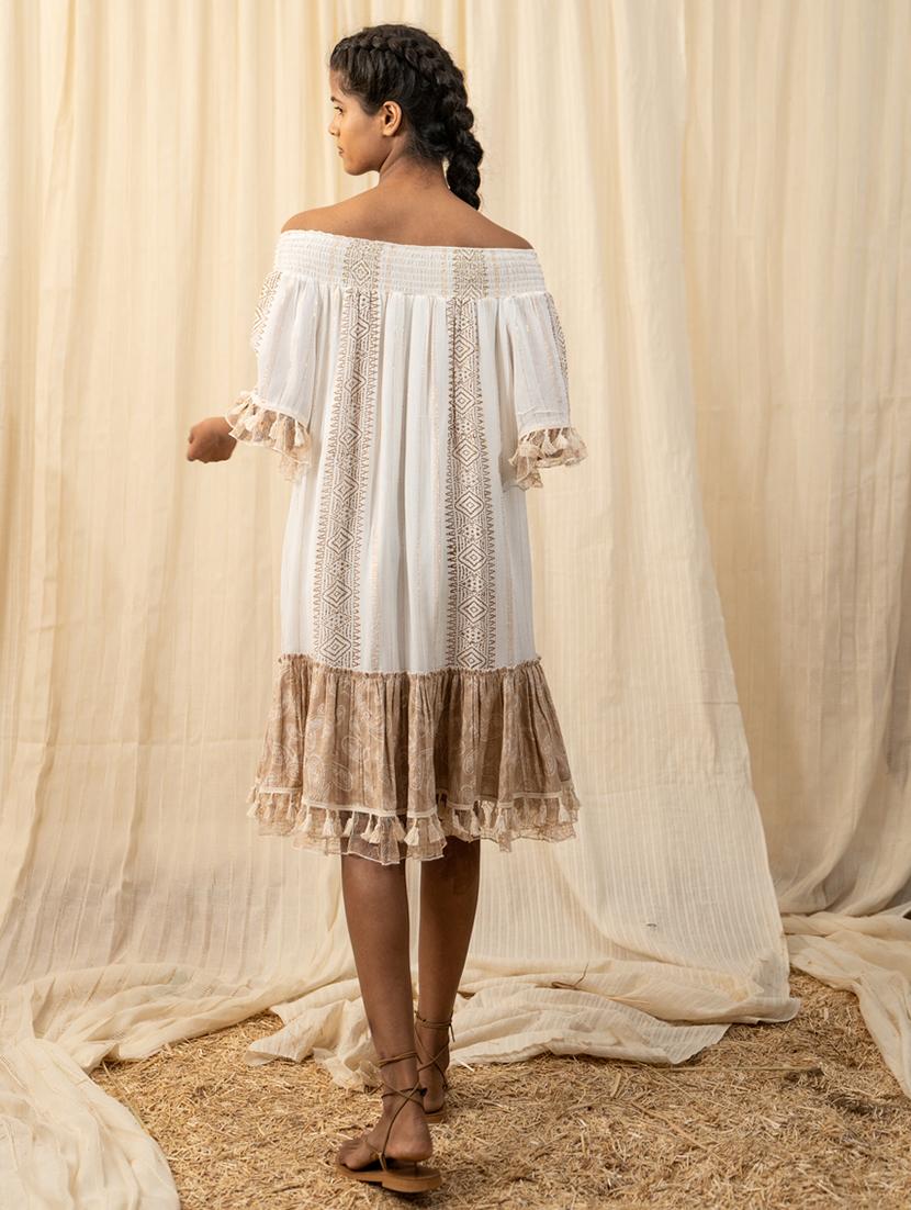 women off-white fit & flare dress - 20966083 - Standard Image - 2