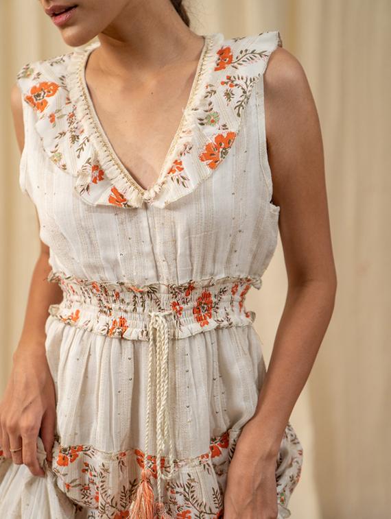 off white printed detailed maxi dress - 20966086 - Standard Image - 2