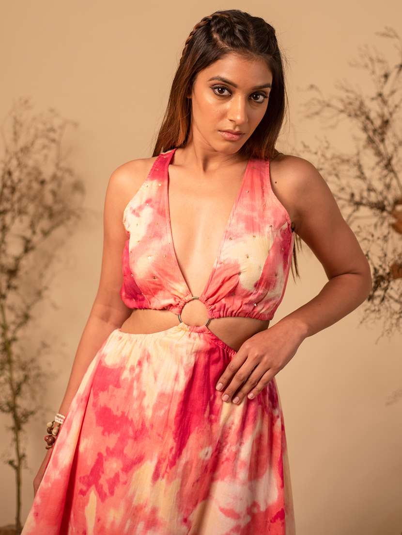 women multicolored printed fit & flare dress - 20966116 - Standard Image - 2