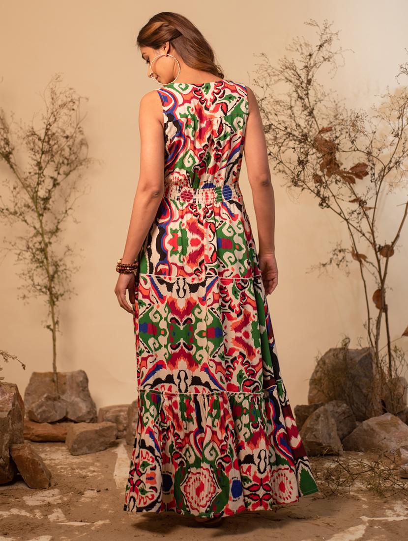 multi coloured printed detailed maxi dress - 20966121 - Standard Image - 2