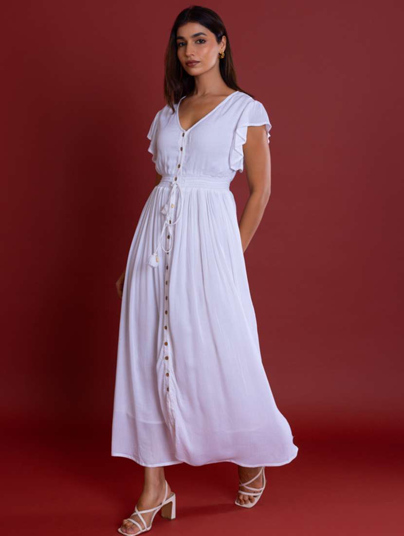 women lavender solid fit & flare dress