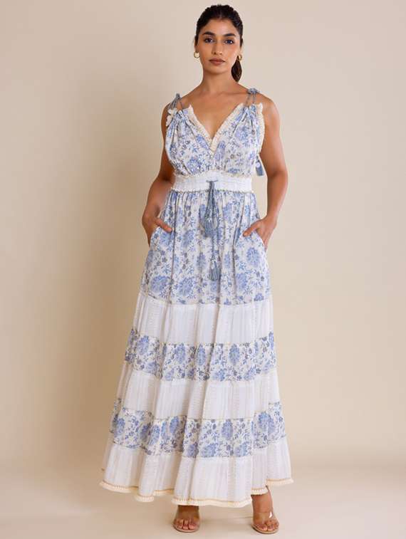 women white printed fit & flare dress