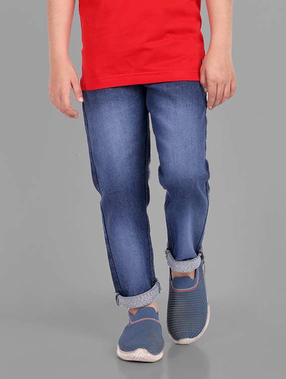 boys mid rise plain jeans