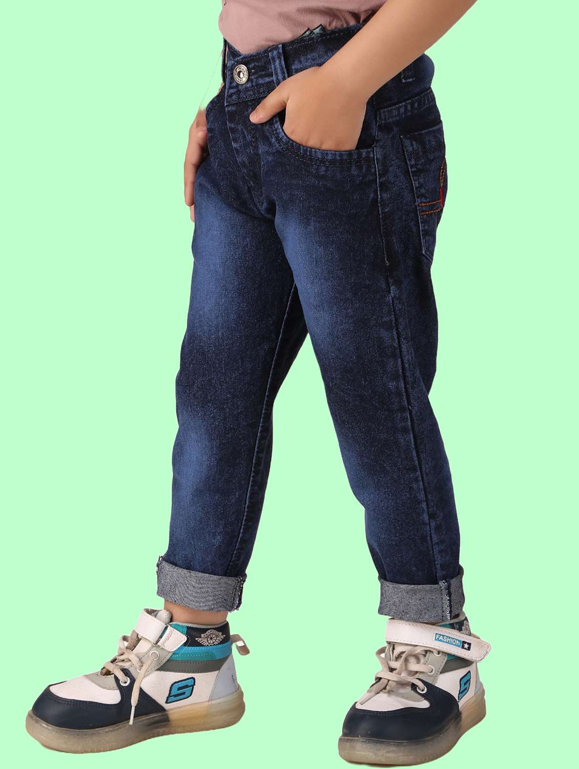 boys mid rise plain jeans