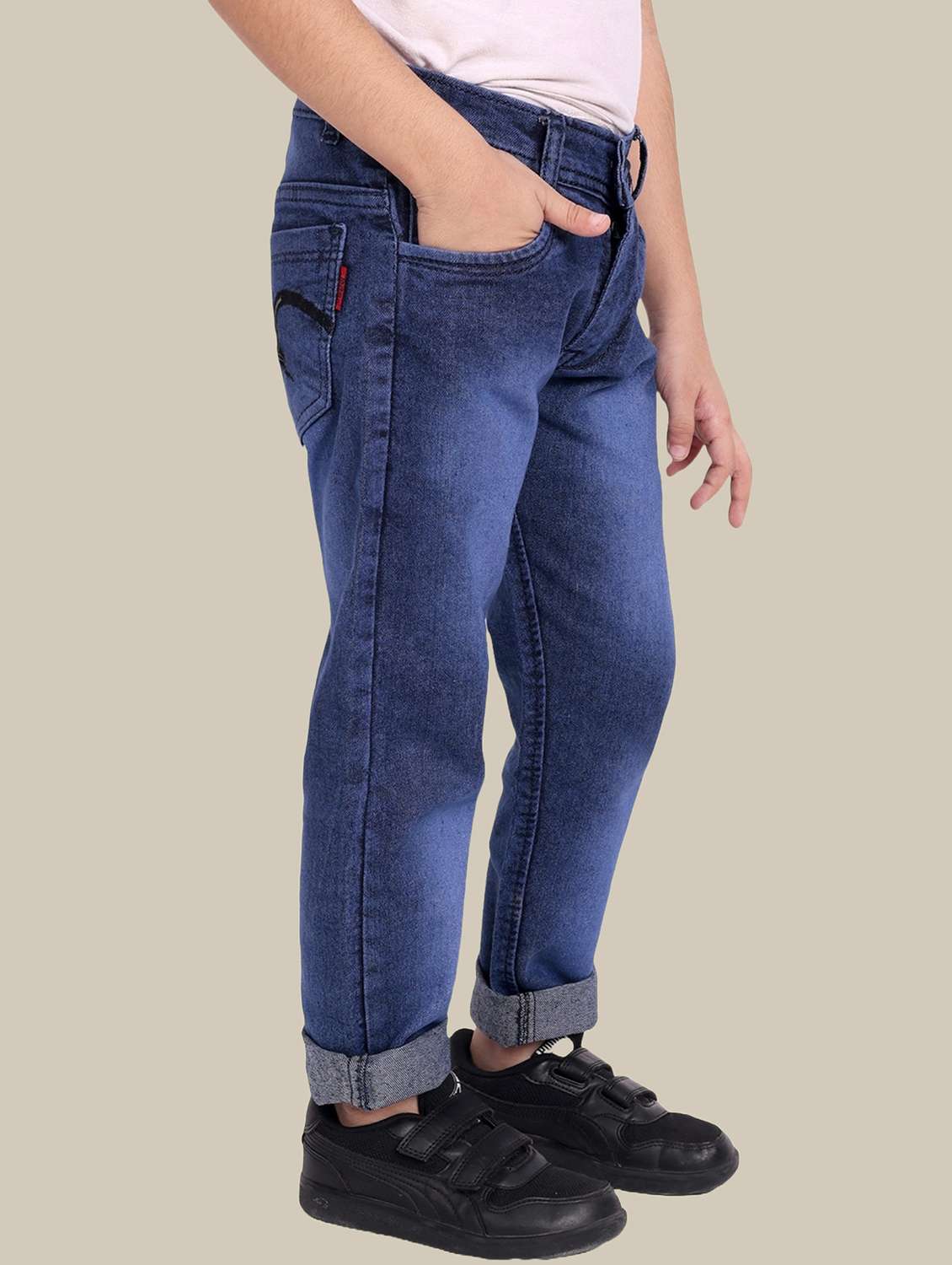 boys mid rise plain jeans