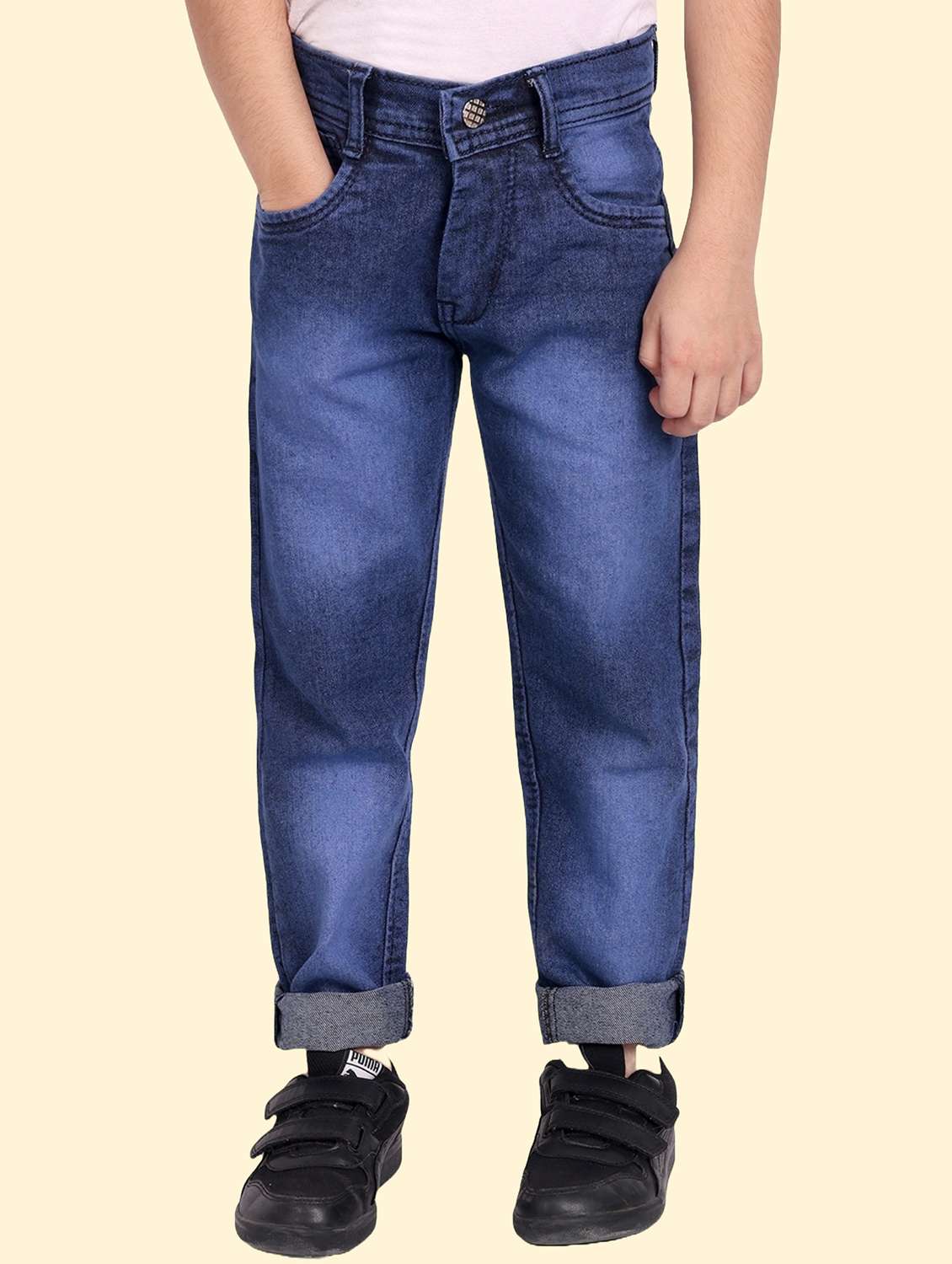 boys mid rise plain jeans