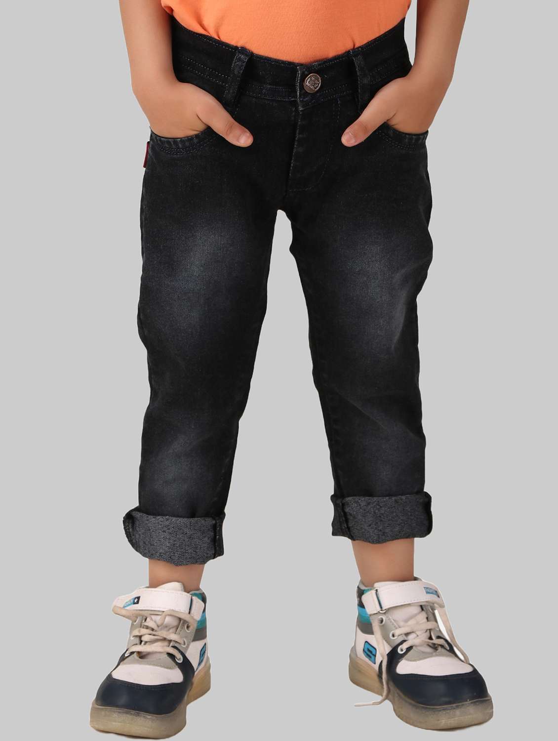 boys mid rise plain jeans
