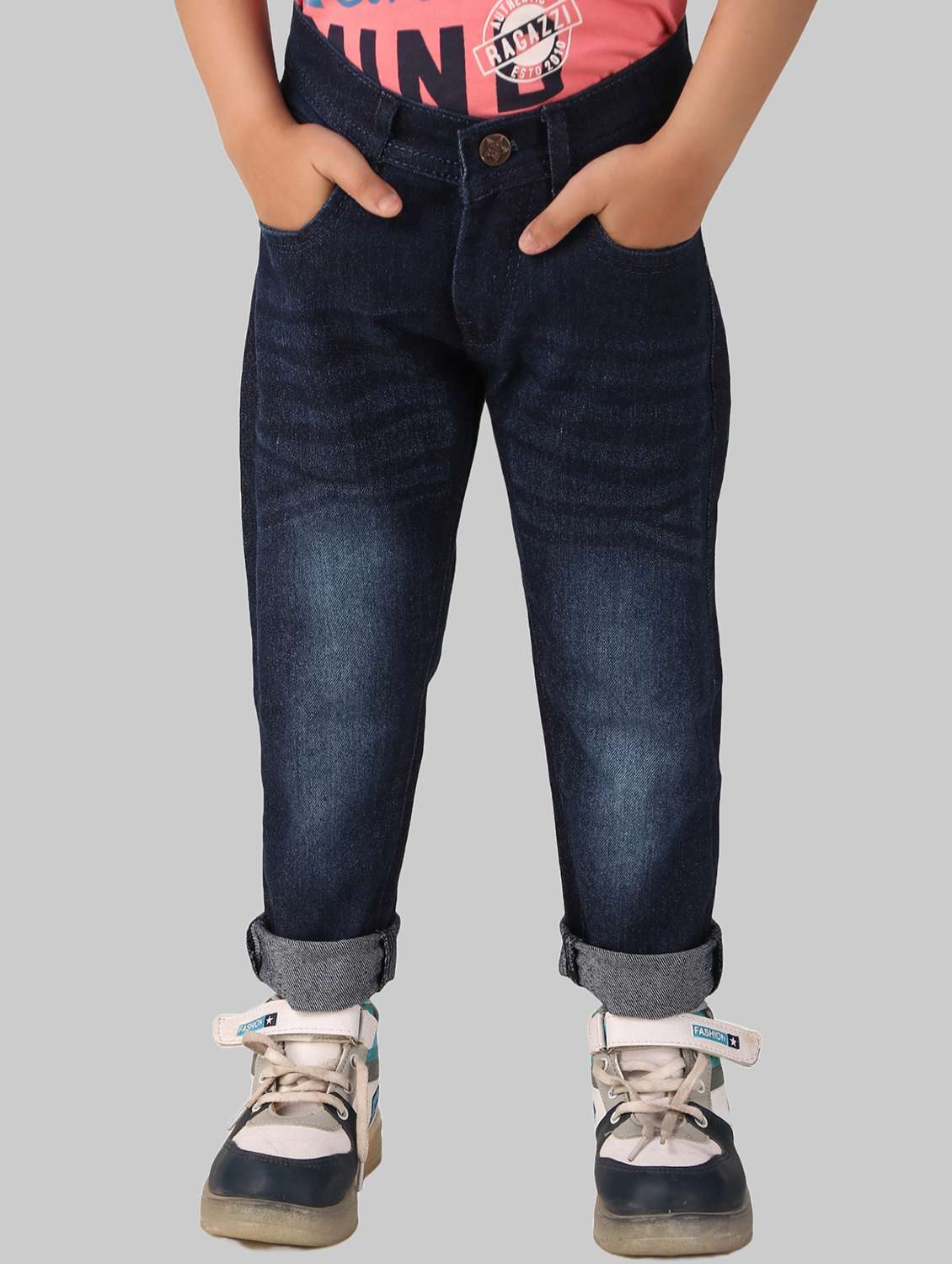 boys mid rise plain jeans