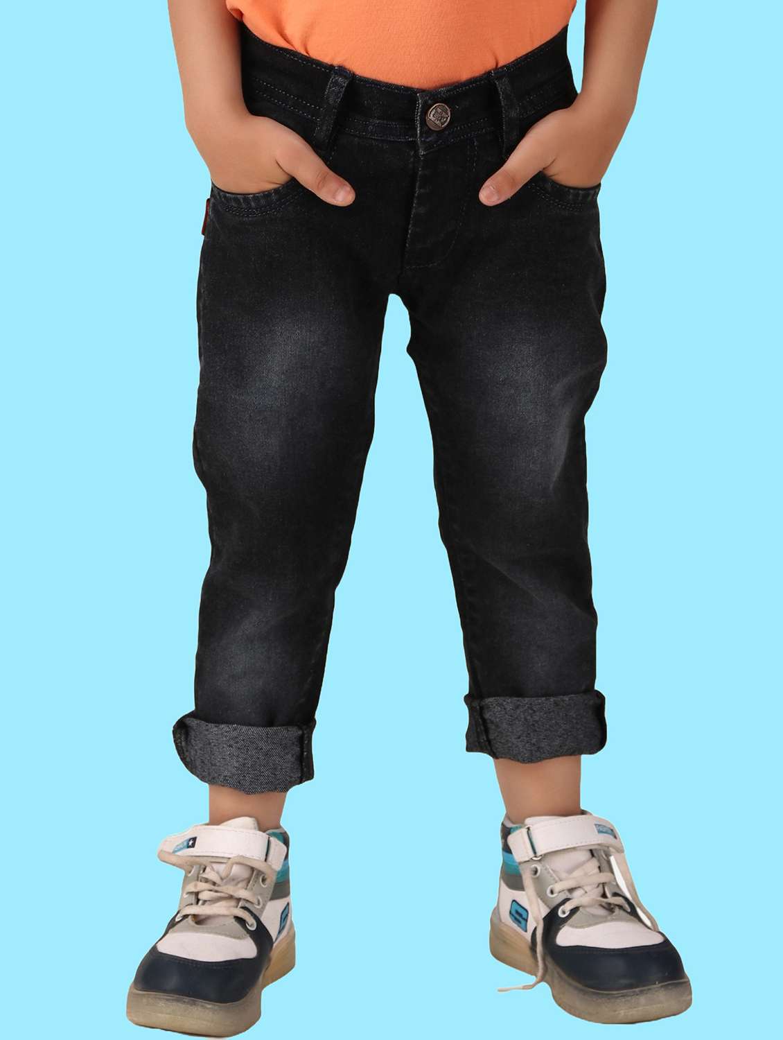 boys mid rise plain jeans