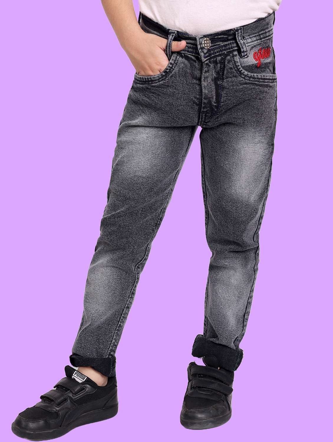boys mid rise plain jeans