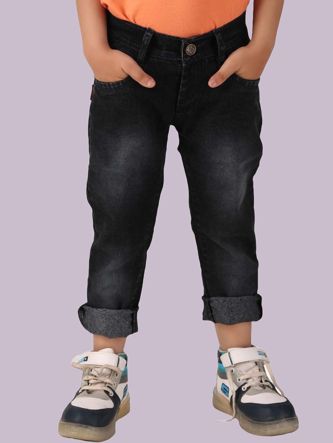 boys mid rise plain jeans