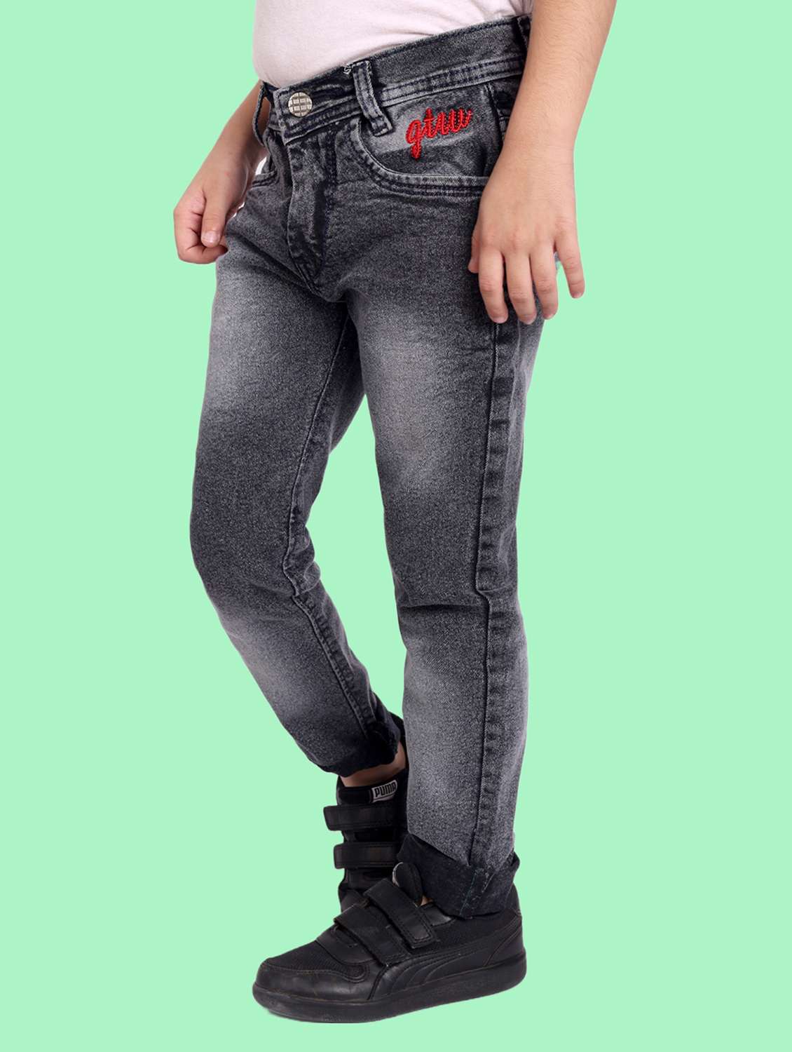 boys mid rise washed jeans